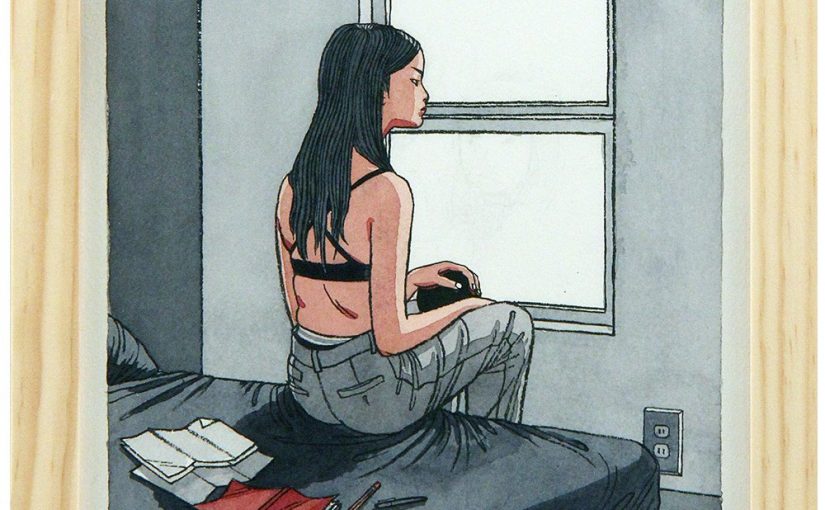 WINDOW – framed original watercolor painting – $350.00