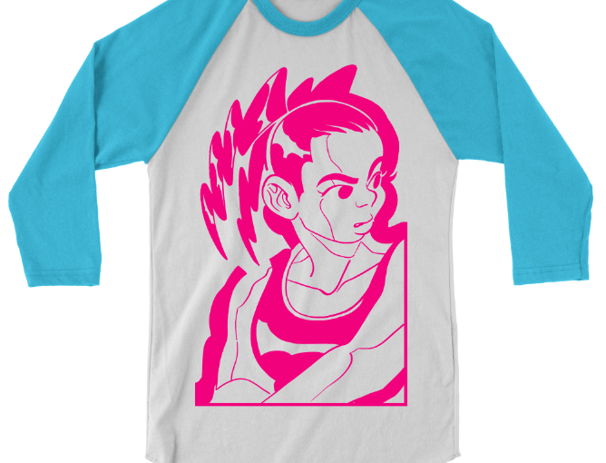 Maple T-shirt (blue/pink) – $25.00